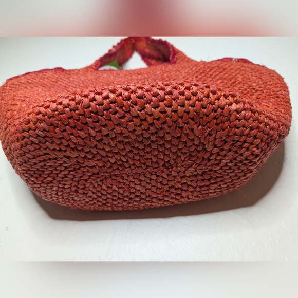 NWT Kate Spade x Target Red Raffia Bow Tote Bag Purse Woven Straw - Picture 6 of 7
